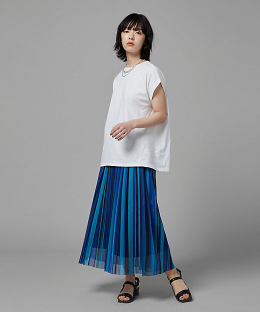 マルチカラーストライプ チュールプリーツスカート（1250FG10