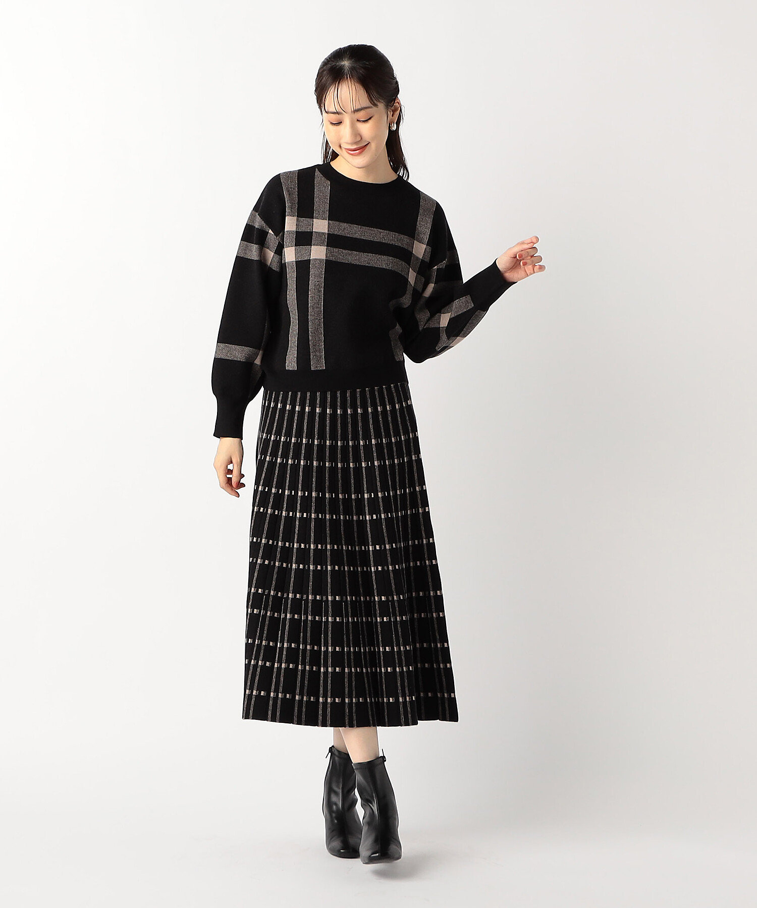 チェック柄 ニットスカート ／ セットアップ対応（1250FI15