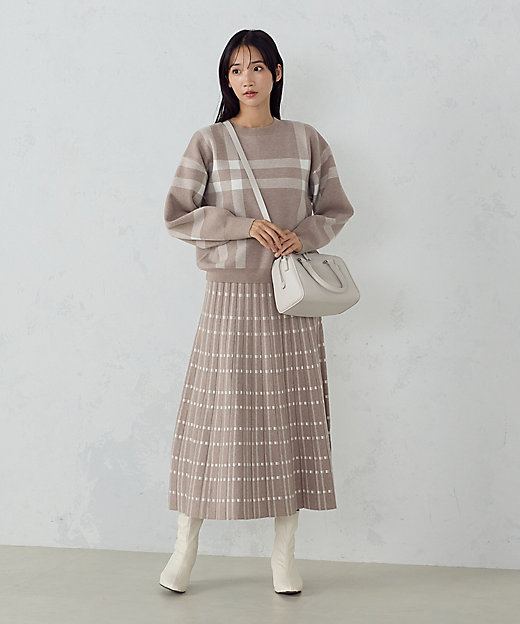 チェック柄 ニットスカート ／ セットアップ対応（1250FI15