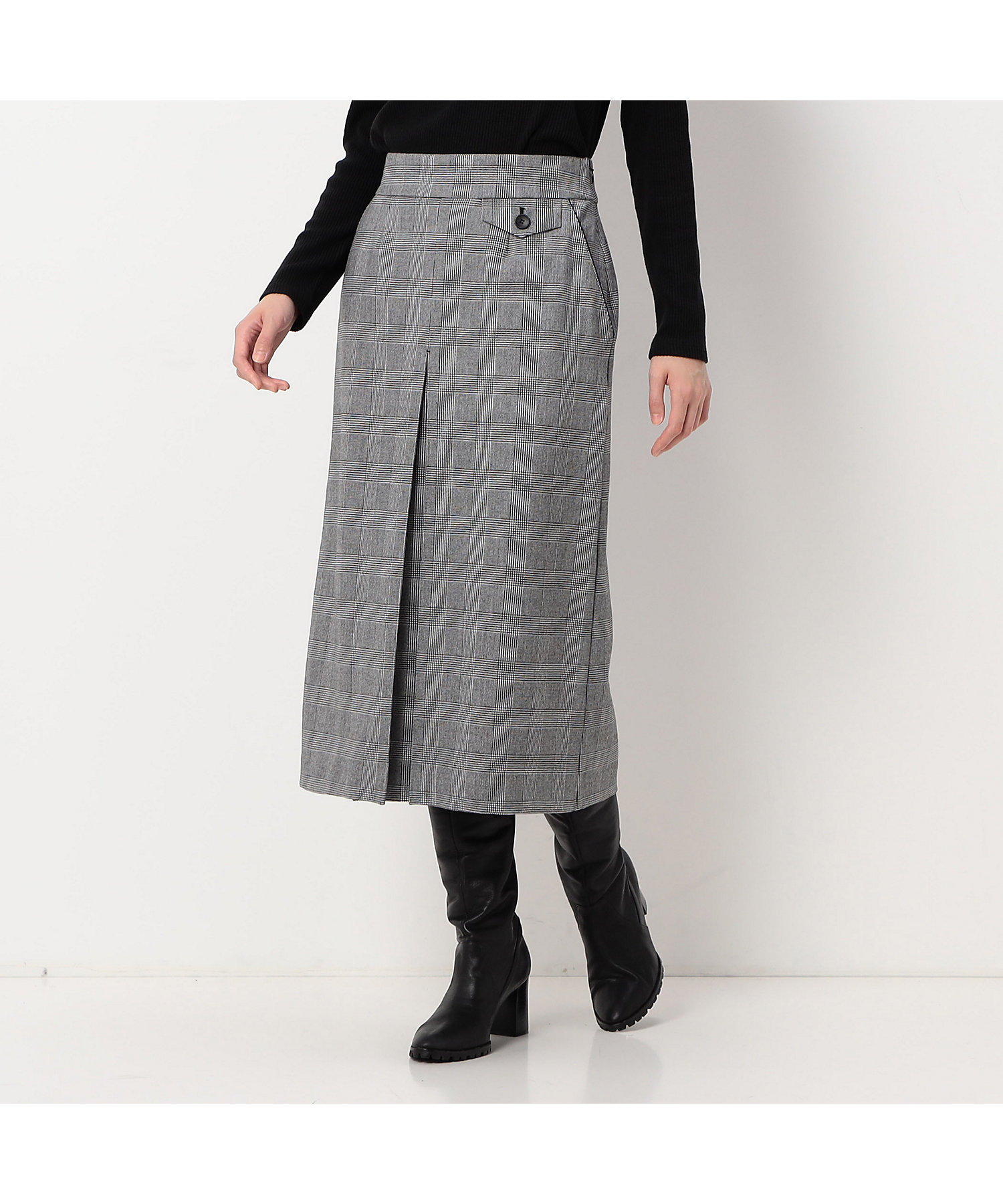 ジーザスディアマンテ バックプリーツスカート レギュラー丈 白黒