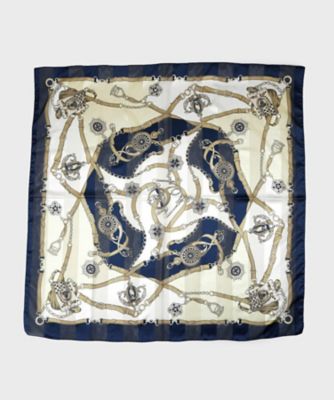 手洗い／88cm正方形】シアー素材チェーン柄スカーフ