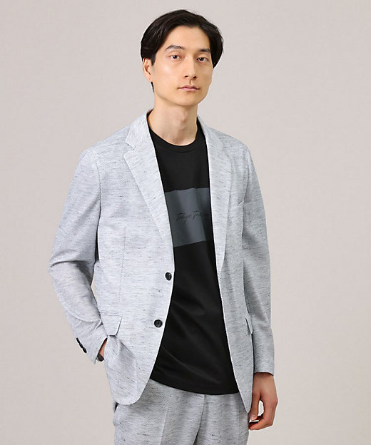 尾州織】リネンブレンド メッシュ ジャケット（2002216670