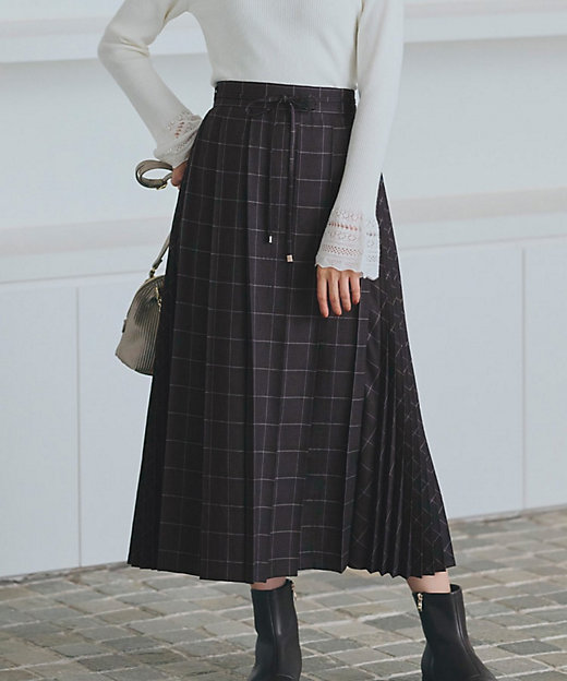 ダブルプリーツチェックスカート（2002330019） | GROVE