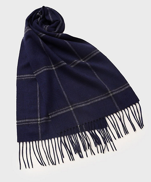 洗えるベビーカシミヤ】グレンチェック マフラー