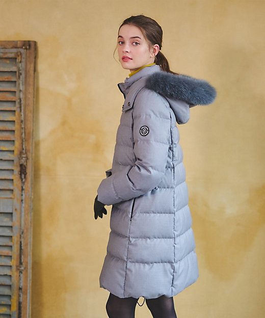 M'S GRACY ブルーフォックスファー衿 ライナー付 ロングコートサイズ40