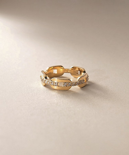 K18ダイヤモンド ケーブルチェーンモチーフ リング