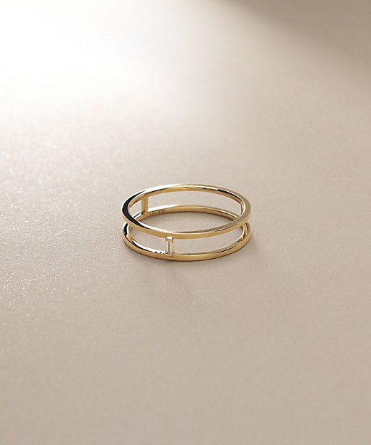 K10ダイヤモンド バゲットカットスリット リング