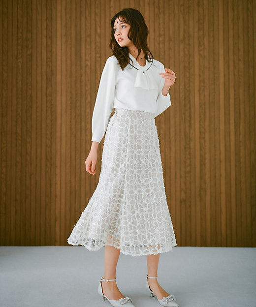 フラワーレース刺繍マーメイドスカート【洗濯機洗い可