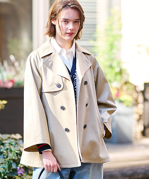 撥水加工】Aラインショートトレンチジャケット（2002410653