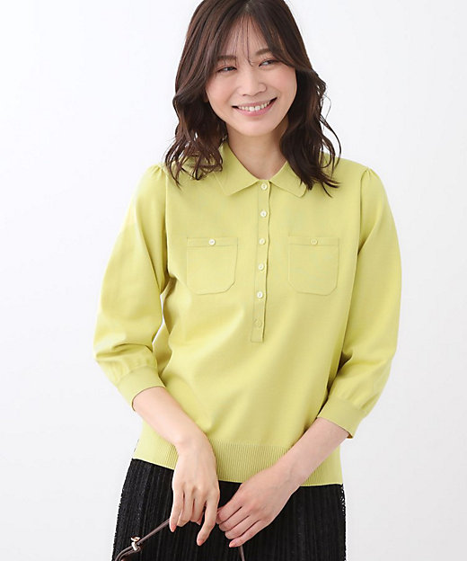 透けにくい◎】衿付き七分袖ニット（2002506082） | Reflect