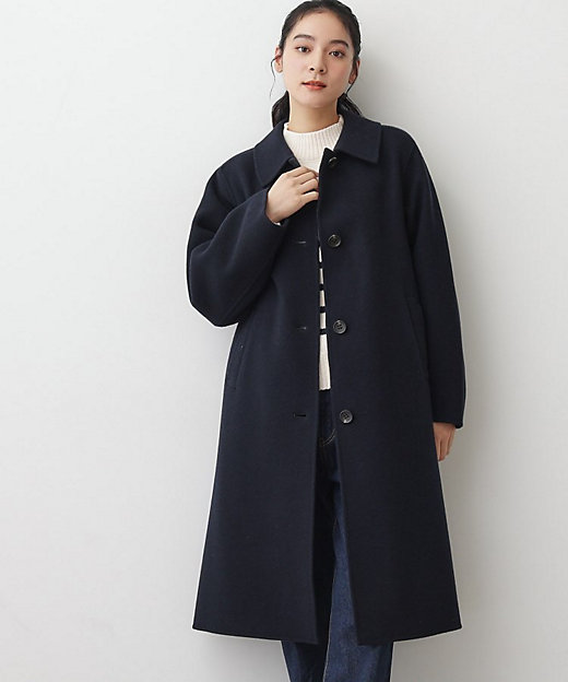 洗える】ウール混リバーメルトンロングコート（2002535852