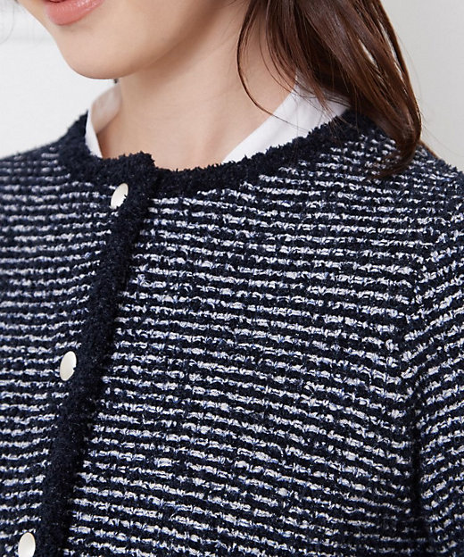 入卒セレモニー／おでかけ】ツイーディーヤーンニットジャケット