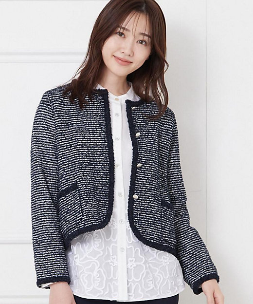入卒セレモニー／おでかけ】ツイーディーヤーンニットジャケット