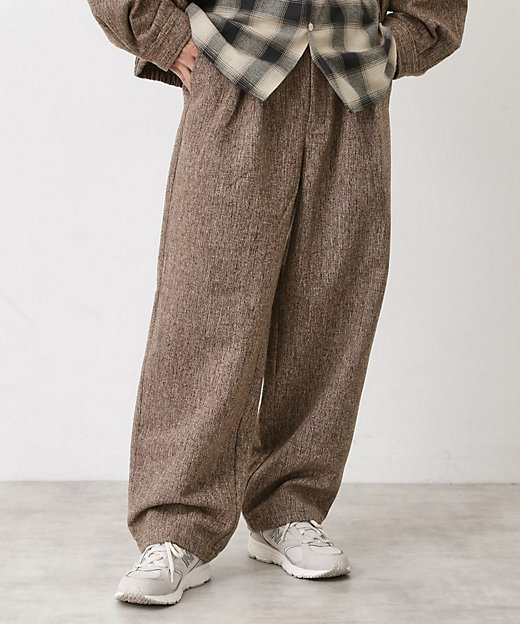 ツイードワイドパンツ 【洗濯機OK／セットアップ可