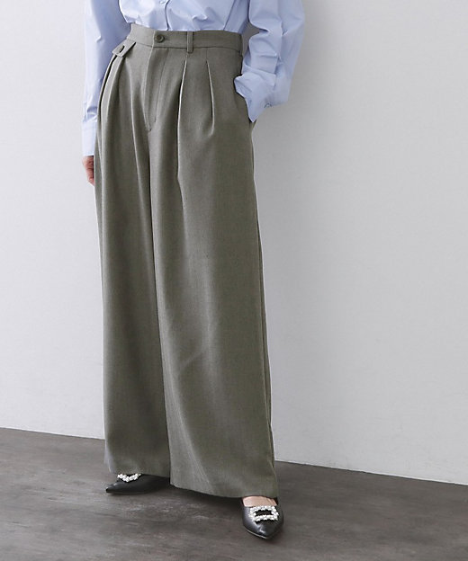 ヘリンボーンタックワイドパンツ【洗濯機OK】（2002590104