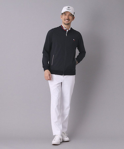 ADABAT NAVY】ナイロントリコットジップブルゾン