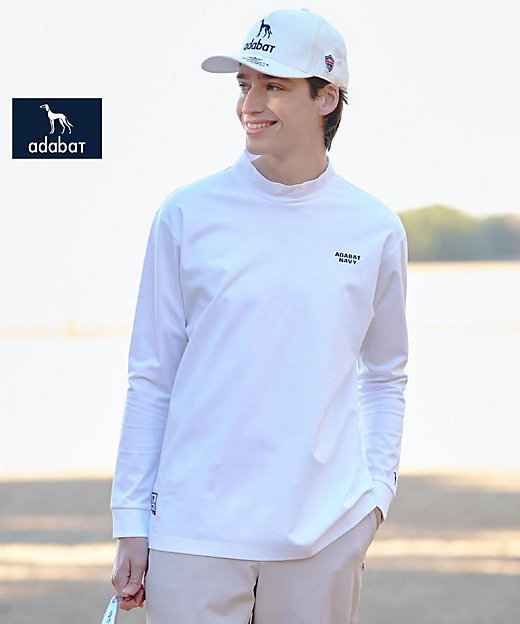 ADABAT NAVY】プラチナポンチ長袖モックT