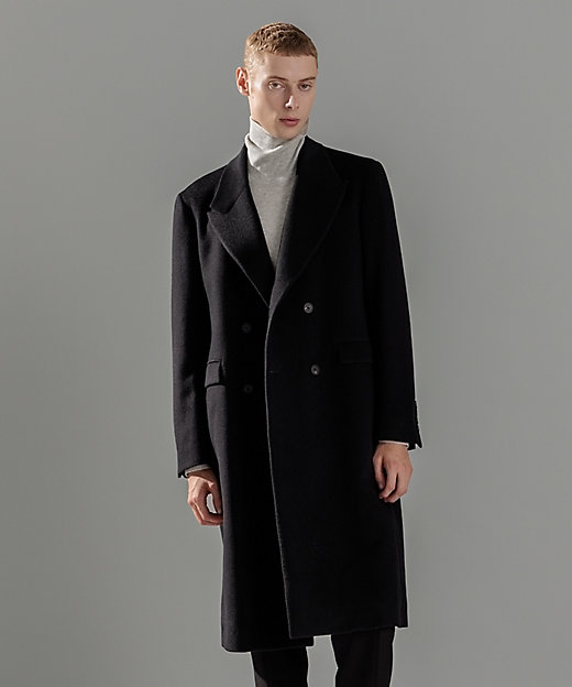 WEB限定】グロッシーウール ダブルブレストチェスターコート