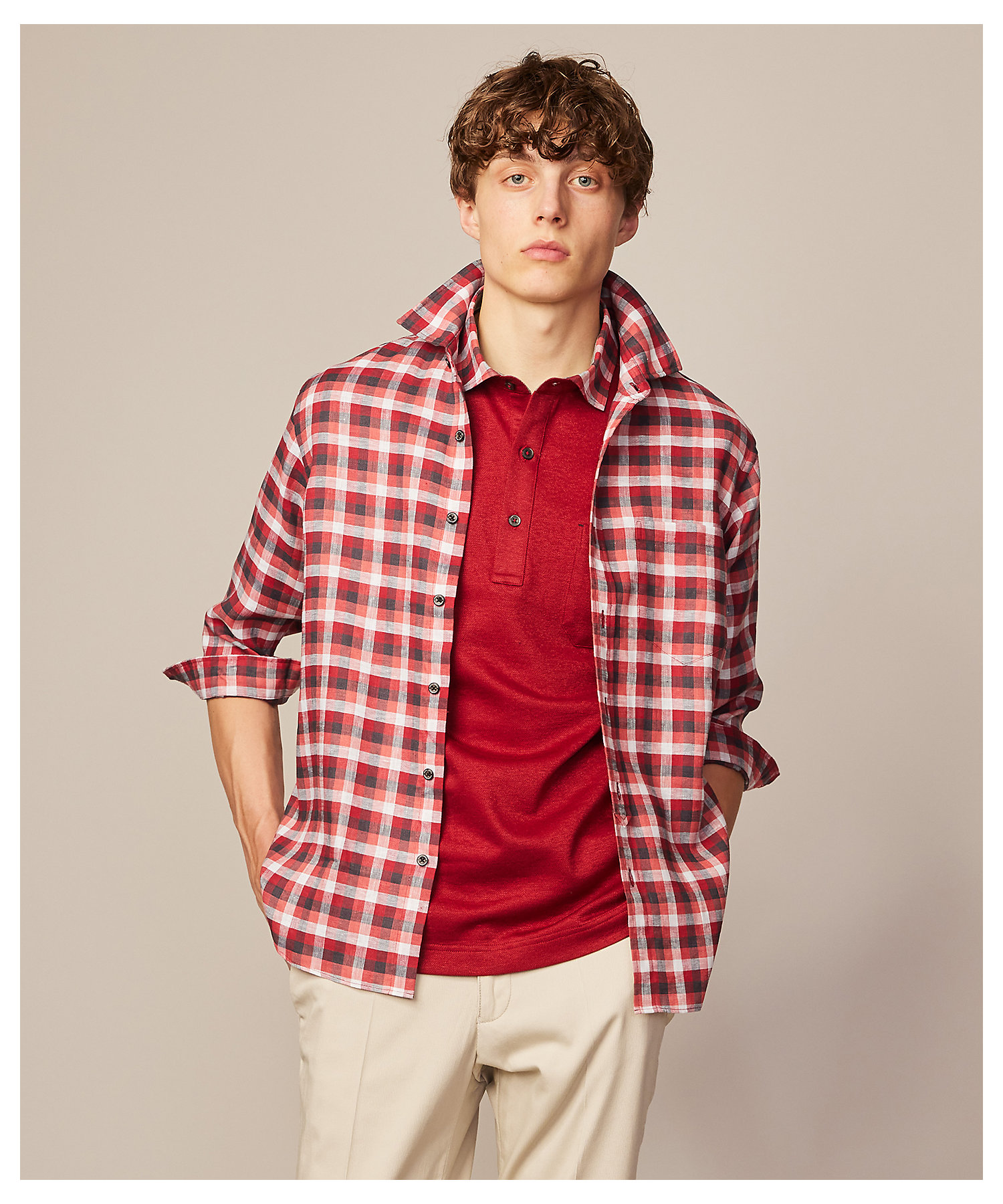 麻100％】リネンチェック シャツ（HHJLCM0411） | JOSEPH