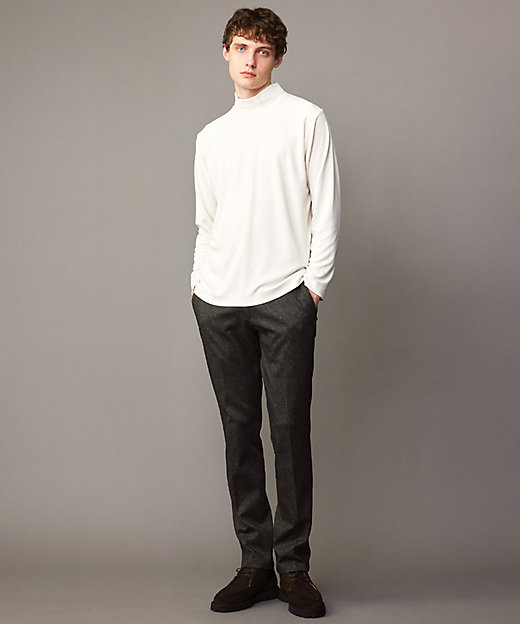 キングサイズ・洗える／ソフトな肌触り】ミニパイルモック ネック T