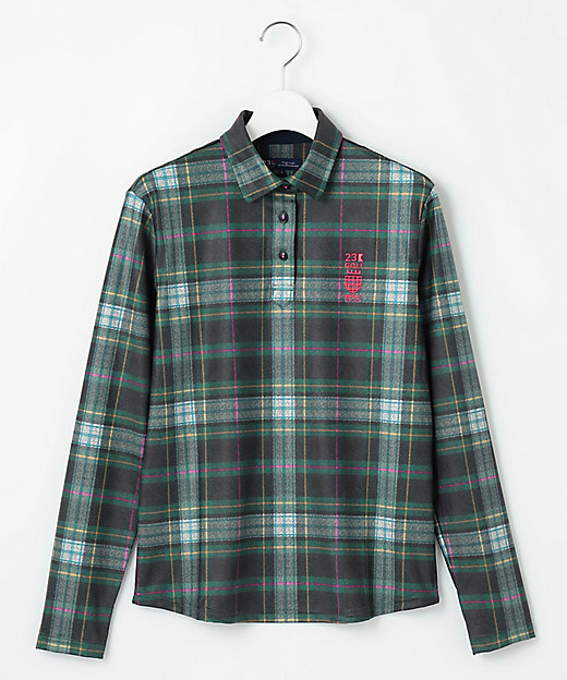新品・5(LL)】GREENCLUBS・フリース チェック 長袖ポロシャツ 新品・5