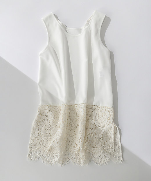 洗える】レースコンビストレッチ マットサテン インナー タンクトップ