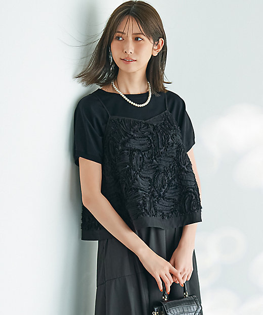 Feelsレーヨンニット ブラック サイズM 新色追加／洗える】レーヨン