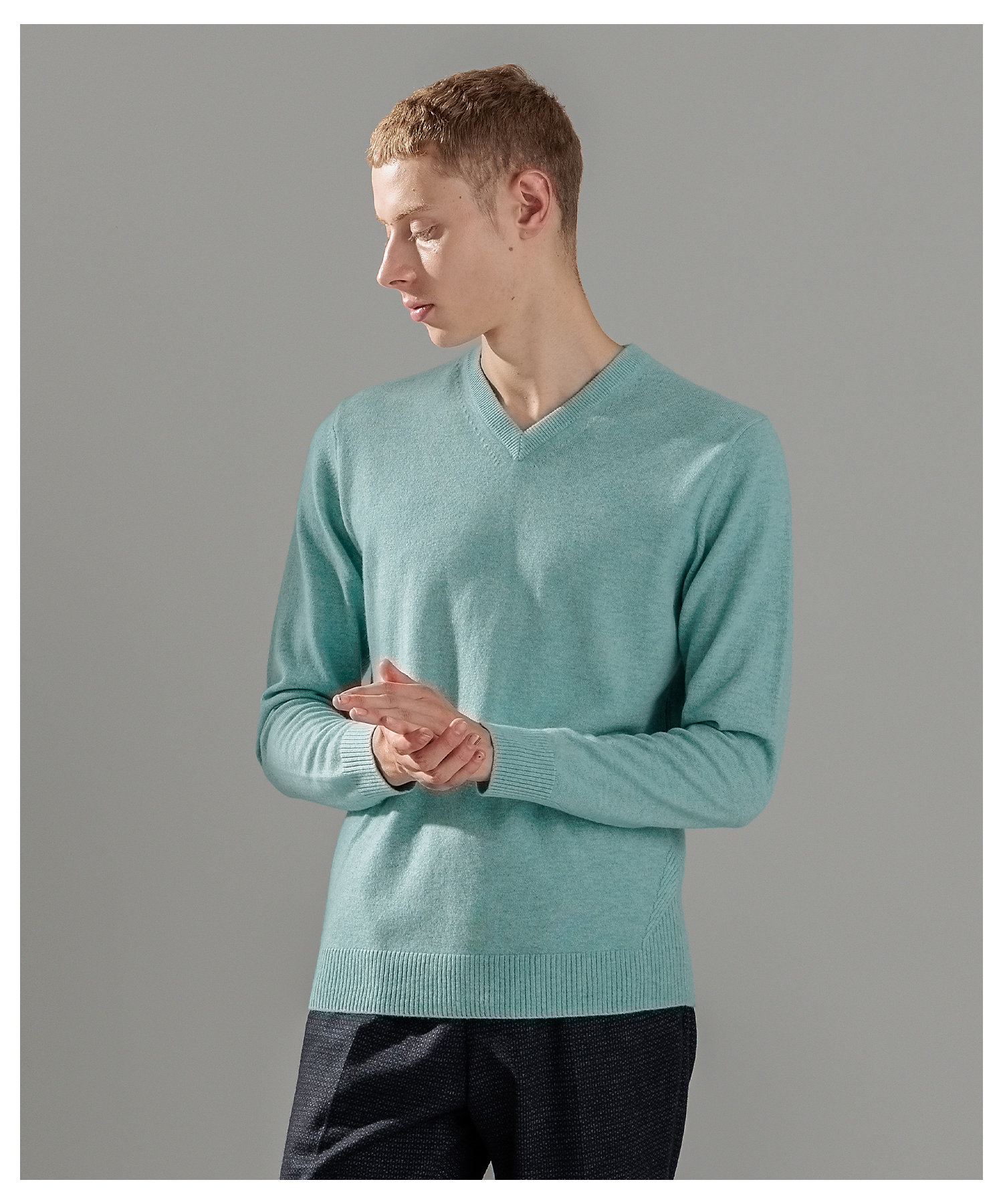 トリプルスター Titleist メンズ カシミヤ 長袖 Vネック トリプル