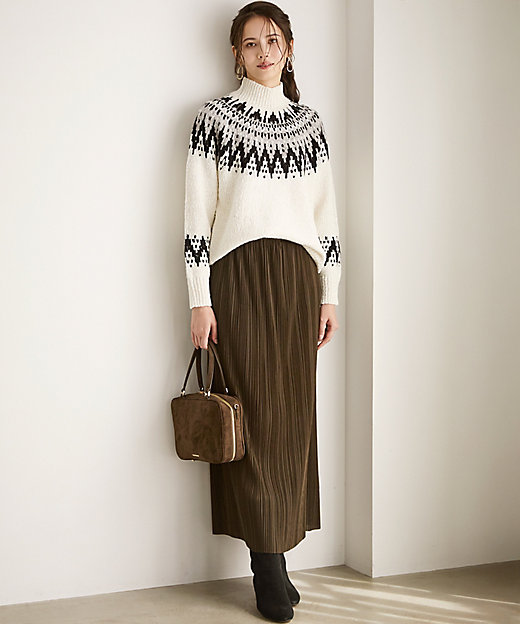 SLOW／一部店舗限定】ジャカード ハイネック ニット