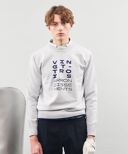 MEN】【ウォッシャブル】ロゴインターシャ ポリエステルニット