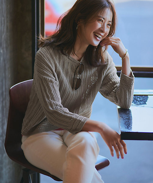 洗える】コットンギマ ストライプ ニット（KRWOGM0354