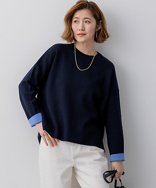 新品タグ付】サイベーシックス ウールニット 紺 38 ダブルワッペン