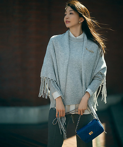 滝沢眞規子さん着用／洗える】ウールカシミヤ クルーネック ニット