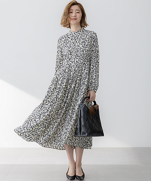 洗える】シャドーリーフプリント ワンピース（OPWWGM0305