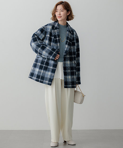 一部店舗限定】アルパカシャギーチェック コート