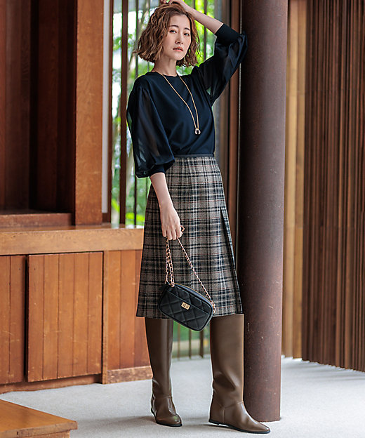 洗える】ツイーディーエトワール Aライン スカート