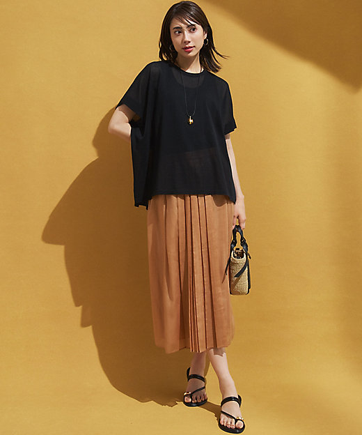 洗える】ソフトシアーフィルム タック スカート（SKWOGM0603