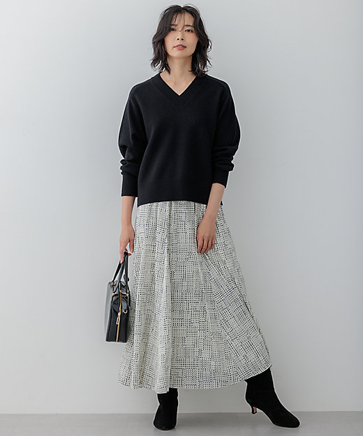 洗える】モノクロトーンプリント スカート（SKWOGS0014