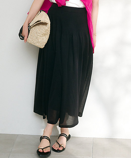 洗える】シャイニーシアーニット フレア スカート