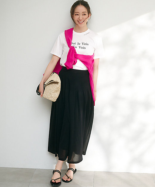 洗える】シャイニーシアーニット フレア スカート