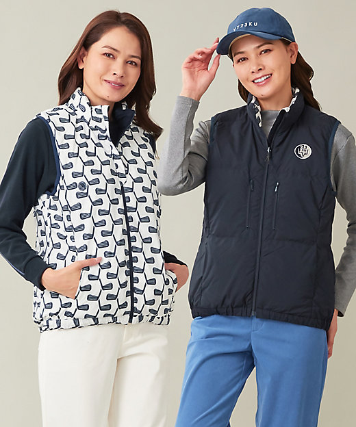 WOMEN】【撥水・ストレッチ】リバーシブル ダウンベスト