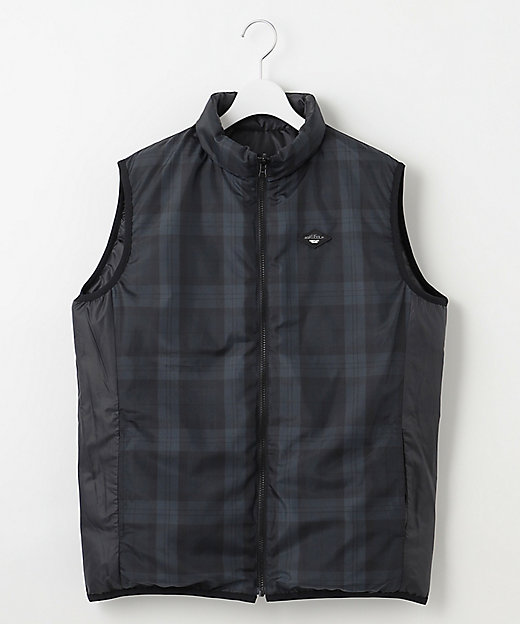 MEN】無地×チェック リバーシブル ダウンベスト