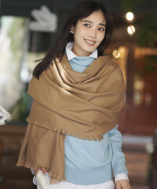LEE掲載】ピュアカシミヤ フリンジ ストール（ZZ3DGW0450