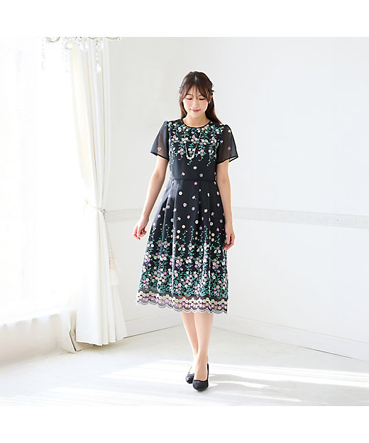 オーガンジー吹上刺繍ワンピース（51011604） | Rose Tiara