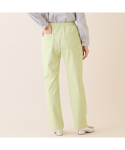 洗える・日本製】綿混ベーシックストレートパンツ（イエロー