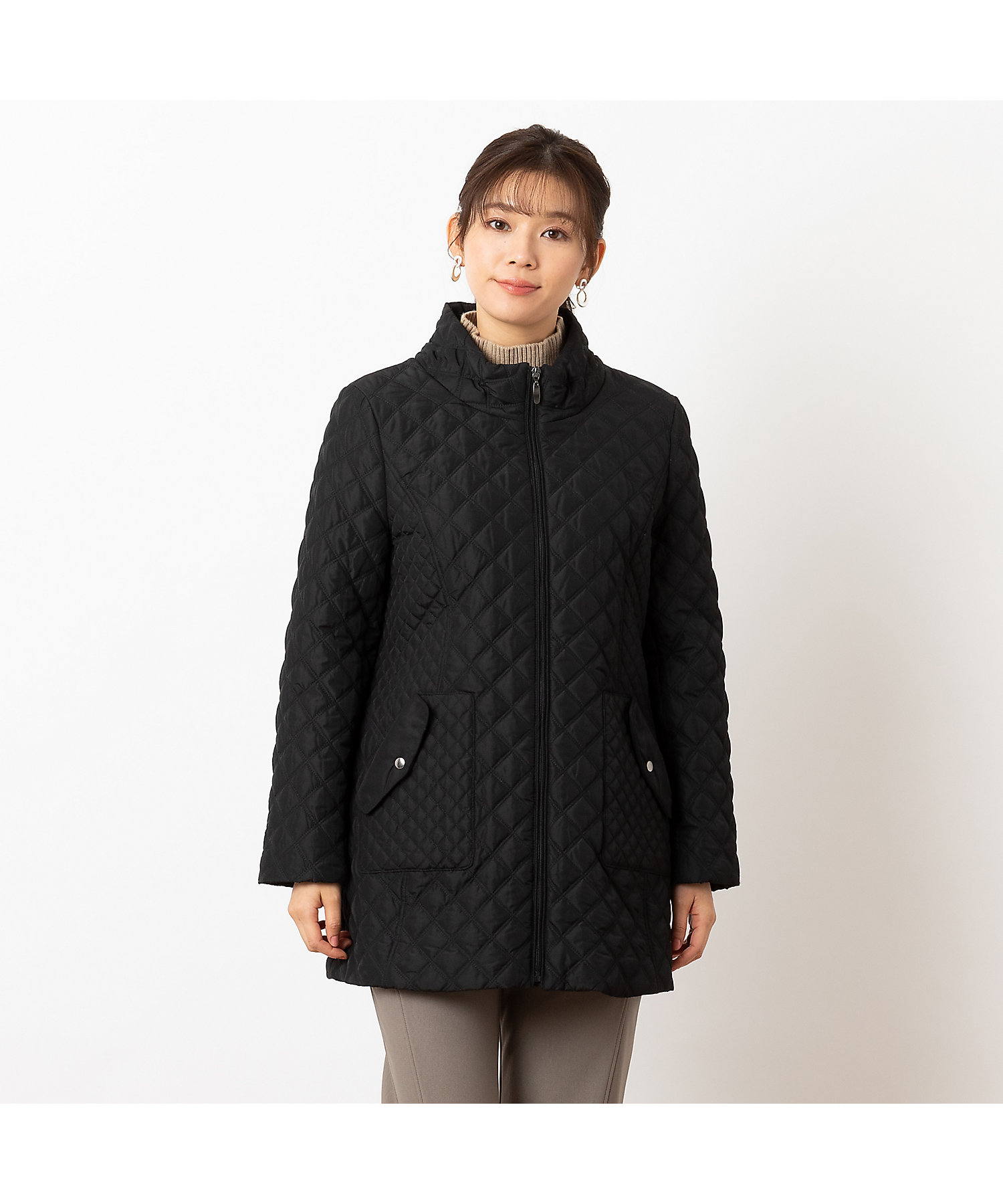 中綿キルティング スタンドカラーコート（12101501） | LOBJIE