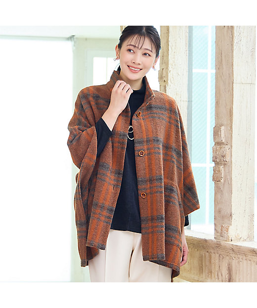 WEB限定カラーあり】スライバーチェック ケープジャケット