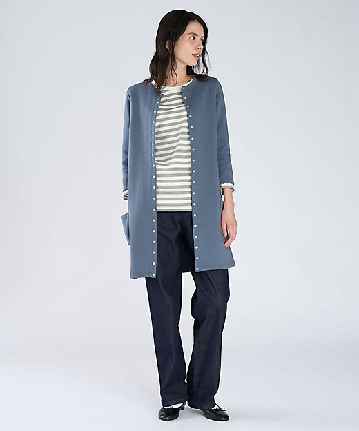 オーガニックコットン メルトン 七分袖 カーディガンプレッション