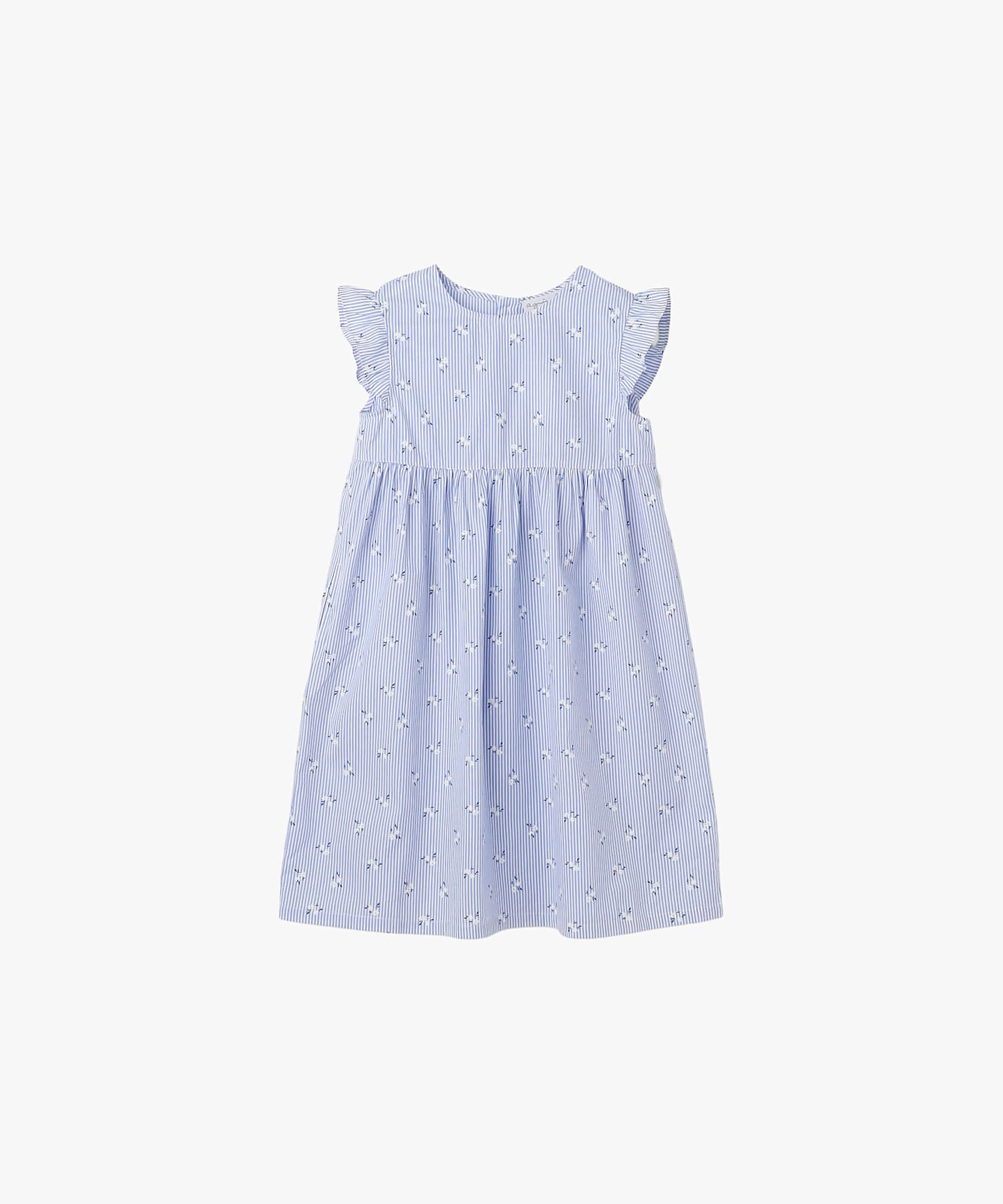 キッズ フラワープリント ストライプ コットン ノースリーブ