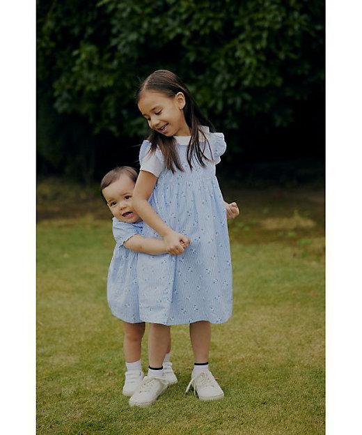 キッズ フラワープリント ストライプ コットン ノースリーブ